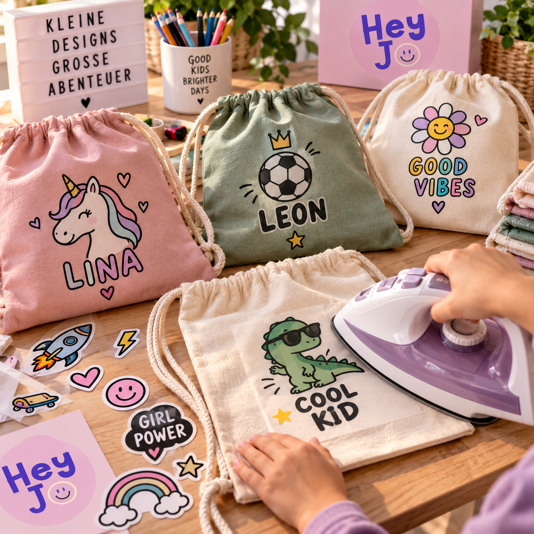 Nicht nur Kleidung: Bügelbilder für Taschen, Kissen & Co.