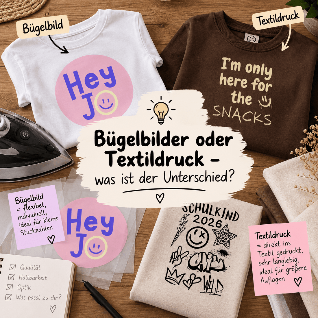 Bügelbilder oder Textildruck – was ist der Unterschied? - Hey Jo